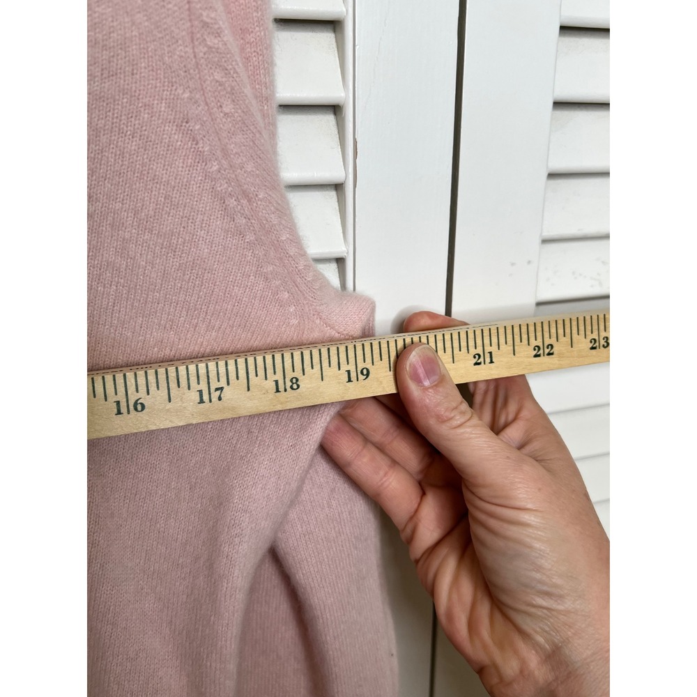 100% Cashmere V Neck Sweater XL Pink Balletcore Coquette Quiet Luxury - Picture 5 of 6